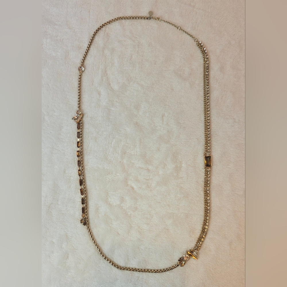 LOFT Long Gold Tone Charm Chain Necklace Layering Necklace
